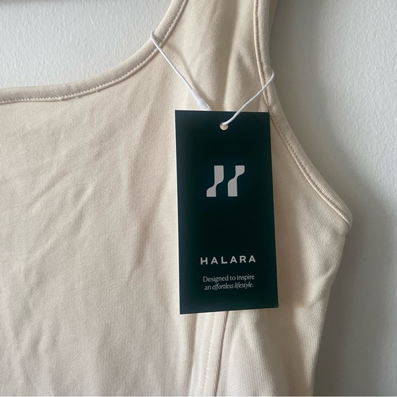 NWT Halara Mini Tank Chill In My Feels U Neck Plain Bodycon DRESS in Cream - Picture 9 of 11